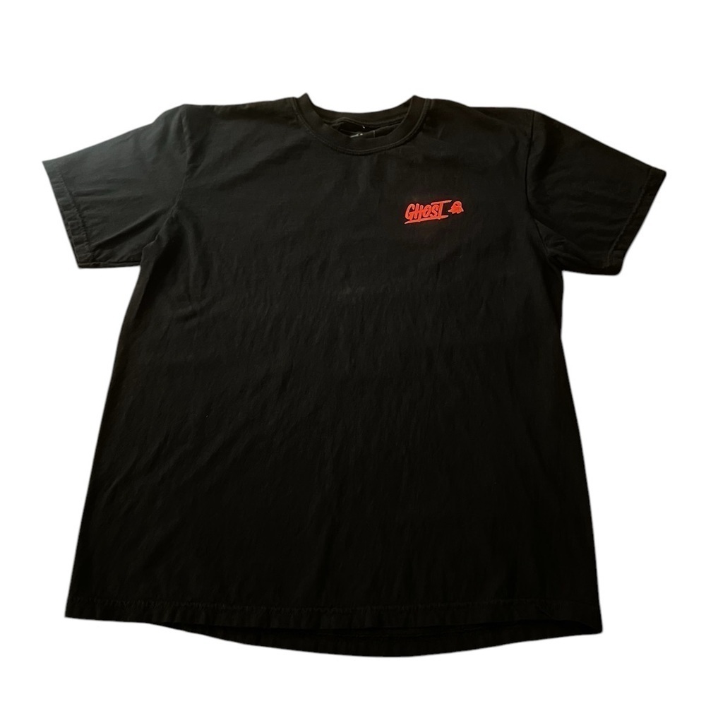 GHOST MEN’S BLACK SHORT SLEEVE CREW NECK BLACK & RED T-SHIRT SIZE LARGE